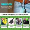 Dog Poop Bag Dispenser with 4 Rolls of 15 Bags in Each. Green Dog Poop Bag Holder with Flashlight for Leash. Plastic Dog Bag Dispenser with Carabiner
